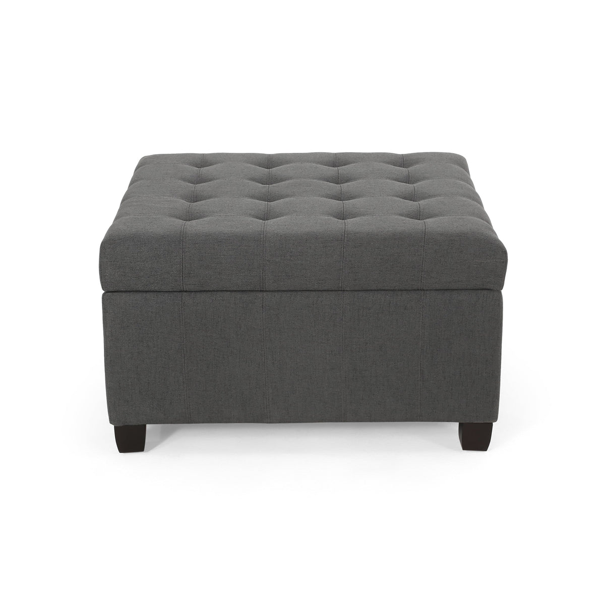 Upholstered Tufted Fabric Storage Ottoman, photo 4 of 10