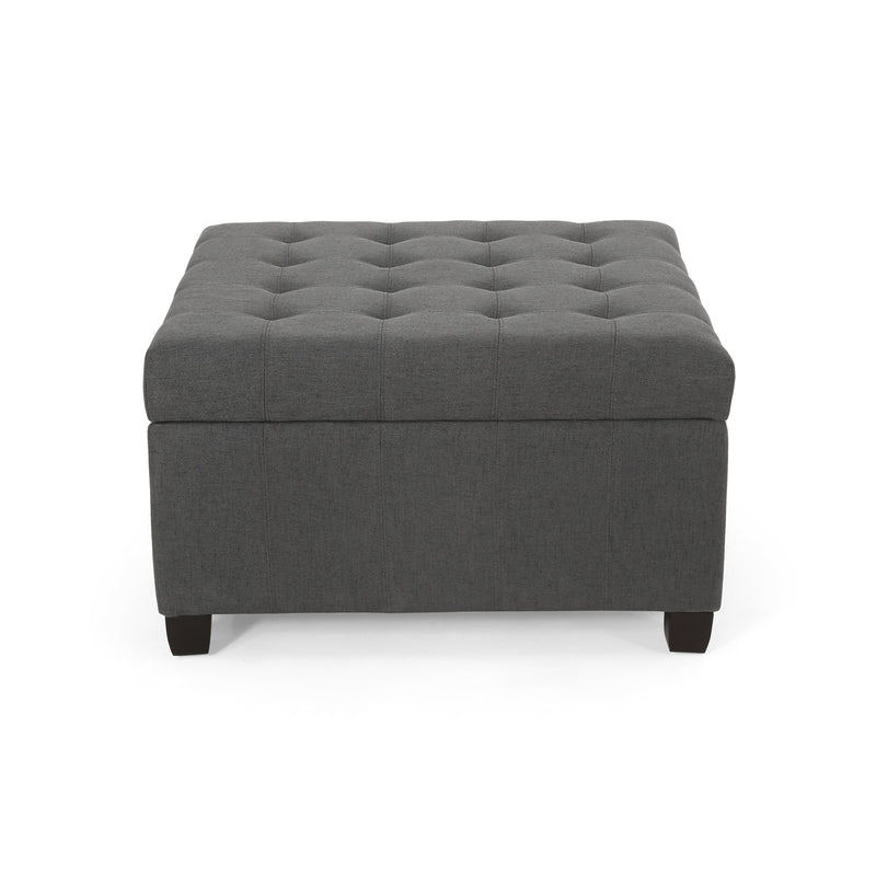 Upholstered Tufted Fabric Storage Ottoman, photo 4 of 10