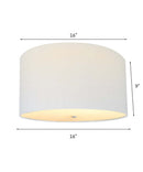 16"W Moderne Flush Mount Conversion Kit White Linen Drum Lampshade by LampsUSA