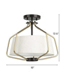 Hangar 2-Light 16"w Semi-Flush Mount/Pendant Convertible Light Fixture Antique Bronze by Progress