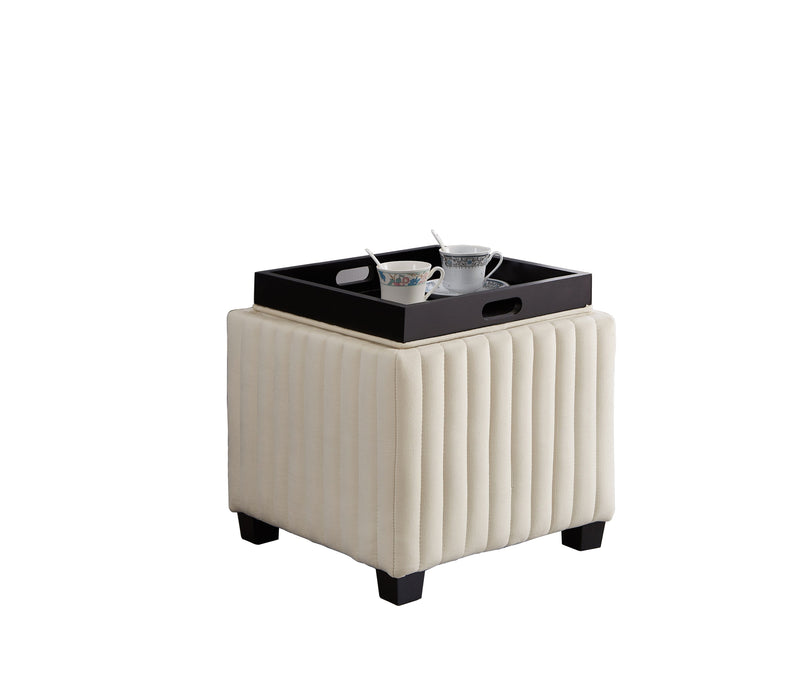 18 Inch Wide Contemporary Square CubeStorage Ottoman Bench, Storage Bench with coffee tray,coffee table for Living Room Ottoman foot rest for Bedroom End of Bed, BEIGE velvet fabric in modern SAWING