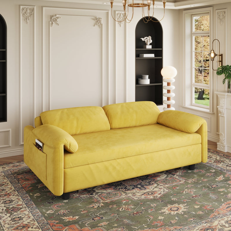 54 "yellow sofa Sofa bed dual purpose living room retractable bed velvet