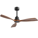 48" Ceiling Fan Without Light, 3 Solid Wood Blades Outdoor Ceiling Fan 6 - Speed Reversible DC Motor For Living Room - Black by Unique Piece Furniture