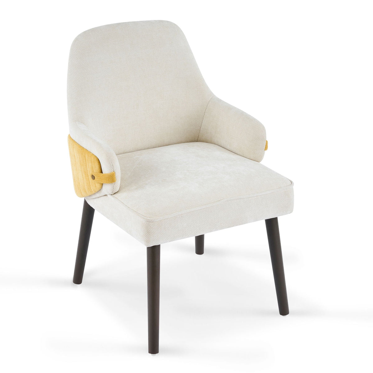 Indoor Dining Chair Set of 2 with Sturdy Frame - Beige / Yellow, photo 5 of 16