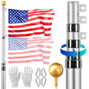 20FT Telescoping Flag Pole Kit, Heavy Duty Aluminum Alloy in Ground Flag Poles for Outside, 3 Display Modes Flagpole with 3x5 American Flag
