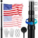 20FT Telescoping Flag Pole Kit, Heavy Duty Aluminum Alloy in Ground Flag Poles for Outside, 3 Display Modes Flagpole with 3x5 American Flag