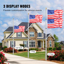 20FT Telescoping Flag Pole Kit, Heavy Duty Aluminum Alloy in Ground Flag Poles for Outside, 3 Display Modes Flagpole with 3x5 American Flag