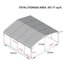 [20X20FT] Alora Heavy Duty Extra Large 2 Car Metal Carport Kit For Cars, Boats, And Trucks (SAK46135)