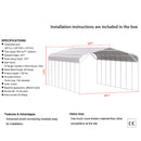 [20X40FT] Alora Heavy-Duty Outdoor High-Clearance Metal Carport (SAK67509) by SAKSBY WHOLESALE