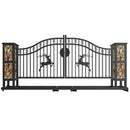 20x8 ft Dual Swing Driveway Gate with Ornamental Posts