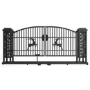 20x8 ft Dual Swing Driveway Gate with Ornamental Posts