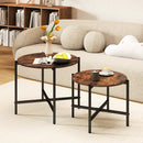 Round Coffee Table Set of 2 with Heavy-Duty Metal Frame by LJGDeals