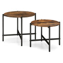 Round Coffee Table Set of 2 with Heavy-Duty Metal Frame by LJGDeals