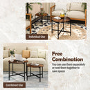 Round Coffee Table Set of 2 with Heavy-Duty Metal Frame-Rustic Brown