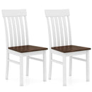 Set of 2 Kitchen Armless Dining Chairs with Slatted High Backrests-White by LJGDeals