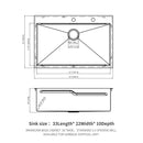 33 x 22 inches Brushed Nickel 33' Drop in Kitchen Sink with Ledge Workstation, Single Bowl, 16 Gauge Stainless Steel by HouseOfZazla