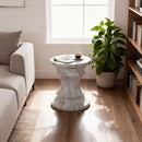 Geometric Round Outdoor End Table - Marble by HouseOfZazla
