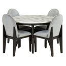 5 piece dining table and chair set, round dining table with 4 upholstered chairs, dining table set with storage