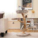 Cat Tree Solid Pear Wood with Perch and Natural Jute Scratching Posts-Brown by LJGDeals
