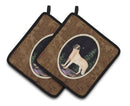 Starry Night Anatolian Shepherd Pot Holder Set of 2 Heat Resistant Quilted Hot Pads 7.5 x 7.5 Inch, Insulated Kitchen Trivets for Cooking & Baking