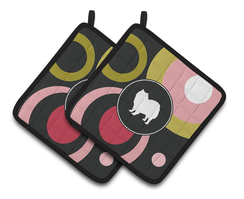 American Eskimo Pot Holders - Set of 2 Decorative Kitchen Helpers | Made in the USA KJ1107PTHD