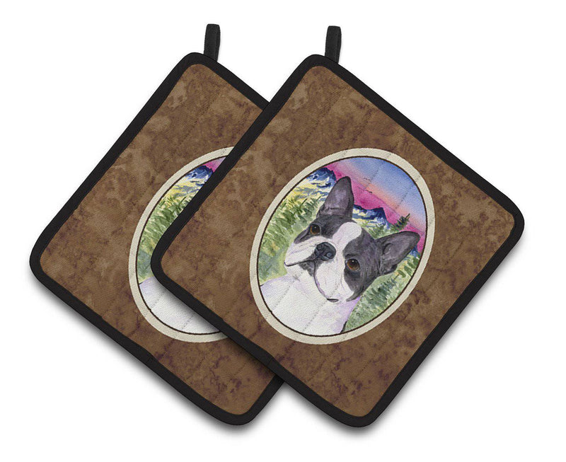 Boston Terrier Pair of Pot Holders SS8339PTHD