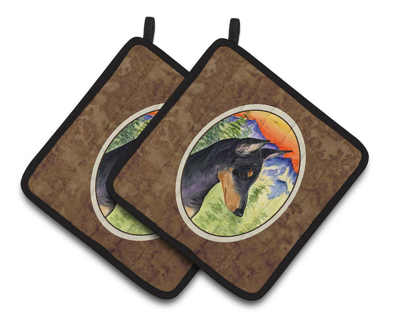 Manchester Terrier Pair of Pot Holders SS8425PTHD