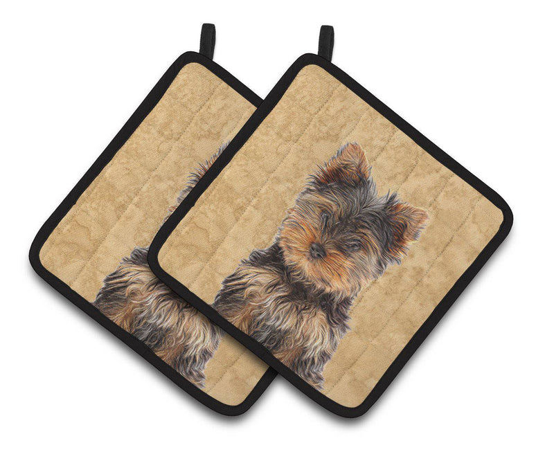 Yorkie Puppy / Yorkshire Terrier Pair of Pot Holders KJ1230PTHD