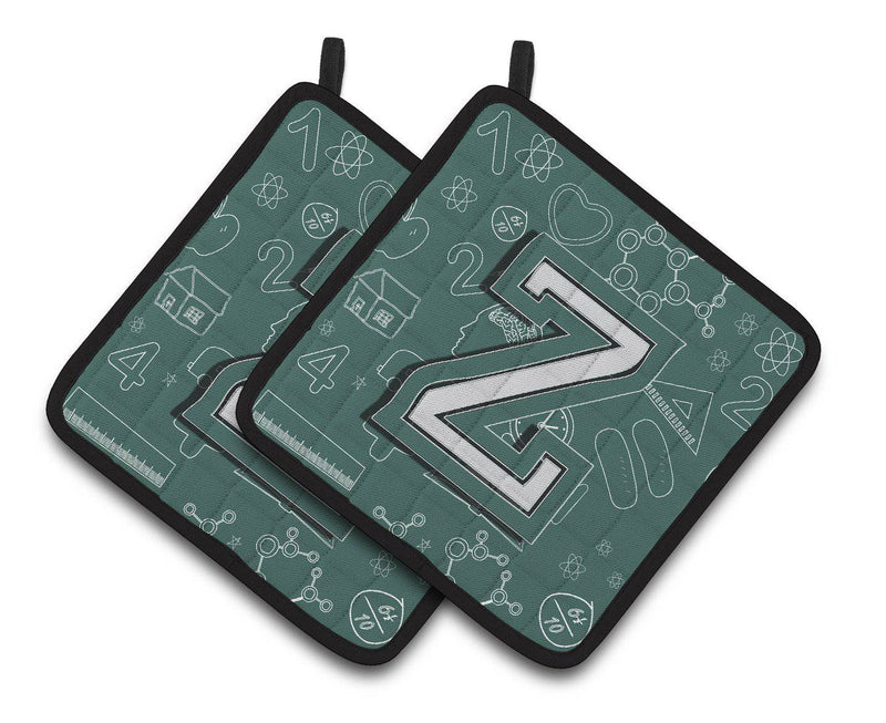 Letter Z Back to School Initial Pair of Pot Holders CJ2010-ZPTHD