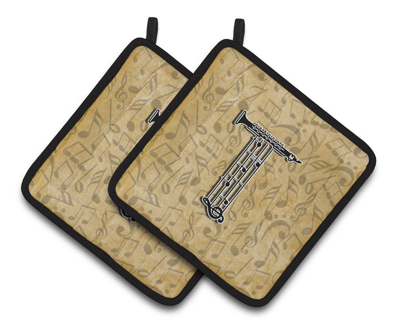 Letter T Musical Instrument Alphabet Pair of Pot Holders CJ2004-TPTHD