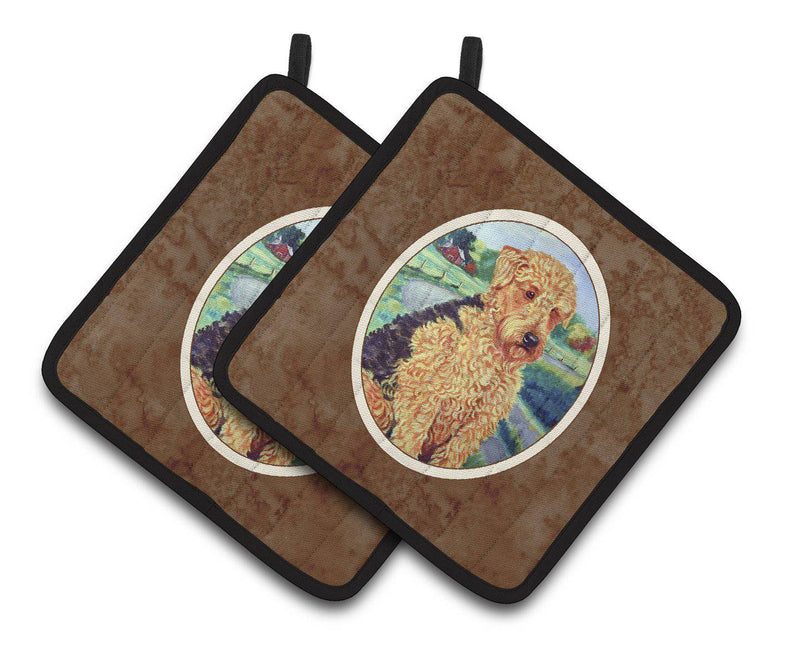 Airedale Terrier Pair of Pot Holders 7096PTHD