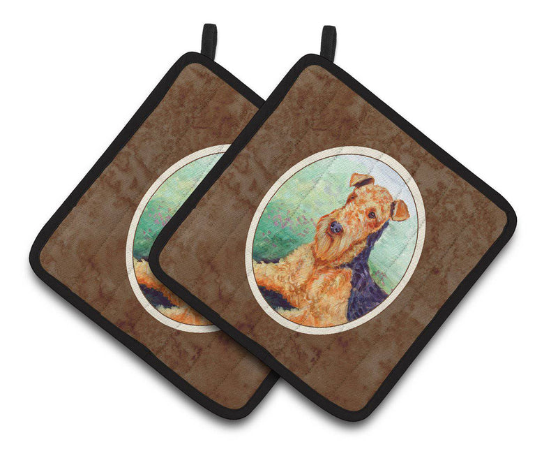 Airedale Terrier Pair of Pot Holders 7239PTHD