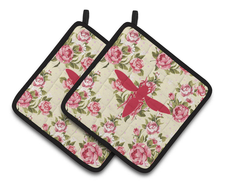 Yellow Jacket Shabby Chic Yellow Roses  Pair of Pot Holders BB1053-RS-YW-PTHD