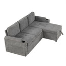 Convertible L Shaped Sofa Couch With Storage, Cup Holders, USB Ports by HouseOfZazla