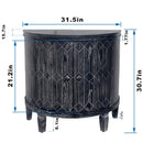 Accent Cabinet Modern Half-moon 2 Door Wooden Cabinet Storage Cabinet Solid Wood Veneer with Featuring Two-tier Storage, for Living Room, Hallway, Entryway and Dining Room, Painted in Black