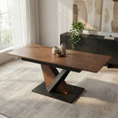 Dining Table, Scratch Resistant, Cross Geometric Legs For Kitchen & Dining Room - Dark Walnut by Unique Piece Furniture