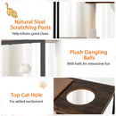52 Inch Tall Wooden Cat Tree Metal Frame with 2 Condos and Cushions-Coffee