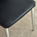 6 black dining chairs. Modern chairs from the Middle Ages. Made of PU material cushion and silver metal legs. Suitable for restaurants and living rooms