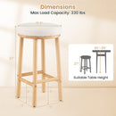 27" Bar Stools Set of 2 Upholstered Barstools with Boucle Fabric Seats-White