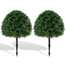 28 Inches Artificial Boxwood Topiary Ball Tree Set of 2 with Ground Spike-Green by LJGDeals