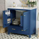 Bathroom Vanity With Single Sink, Combo Cabinet Undermount Sink, Bathroom Storage Cabinet With Two Doors And A Drawer, Soft Closing, Multifunctional Storage, Solid Wood Frame by HouseOfZazla