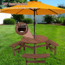 6 Person Circular Outdoor Wooden Picnic Table For Patio, Backyard, Garden, Diy With 3 Built-In Benches, 1720Lb Capacity by HouseOfZazla