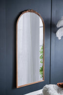 Hand Carved Rose Antique Mirror Frame, Large Arch Mirror Wall Decor For Living Room, Bathroom, Entryway - Brown