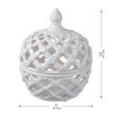 Ceramic Lidded Jar With Lattice Design - White by HouseOfZazla