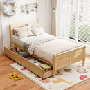 Twin Size Sleigh Bed with 2 Storage Drawers Wood Platform Bed Frame by LJGDeals
