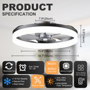 19.7" LED Ceiling Fan Light with Remote & App Control