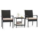 3 Piece Patio Furniture Set with Seat Cushions and Tempered Glass Tabletop by LJGDeals