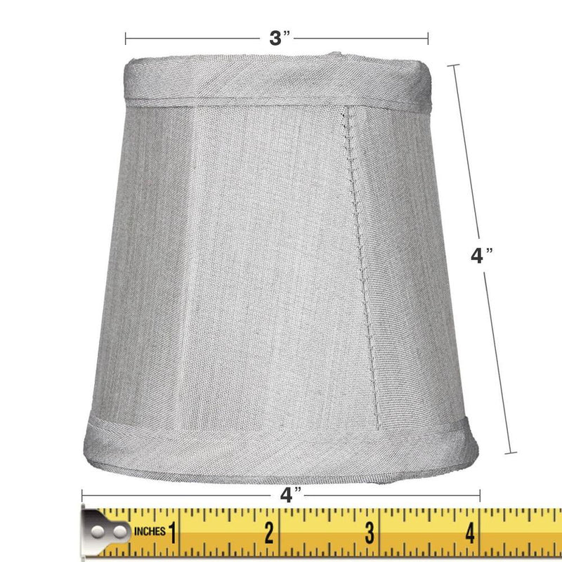 4"W x 4"H Set of 6 Gray Stretch Clip-On Candlelabra Clip-On Lamp shade