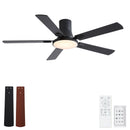 Flush Mount Ceiling Fans With LED Light And Remote Control, 5 Blades by HouseOfZazla