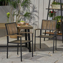 Vermilion Outdoor Dining Chair With Vertical Slat And Wooden Arm by HouseOfZazla